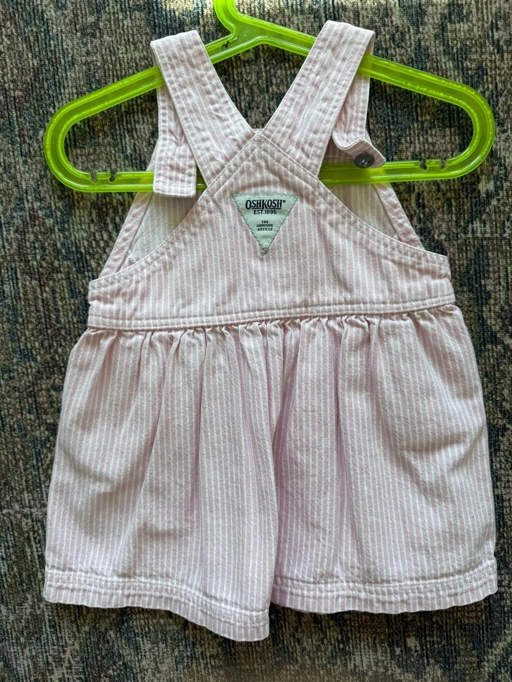 Pink and white striped Oshkosh overall dress size 18 mo